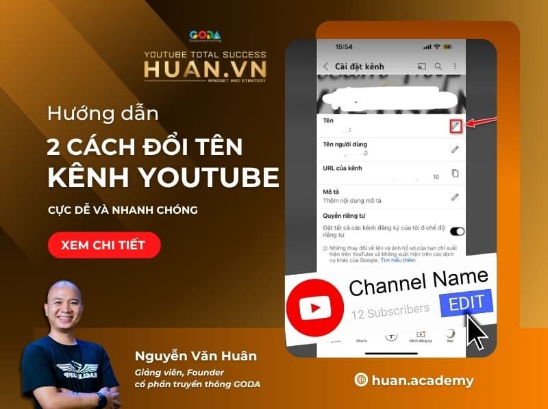 Cách đổi tên kênh YouTube