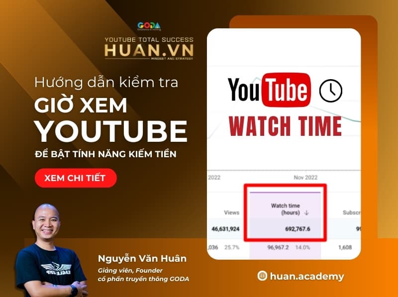 Cách kiểm tra giờ xem YouTube để bật kiếm tiền