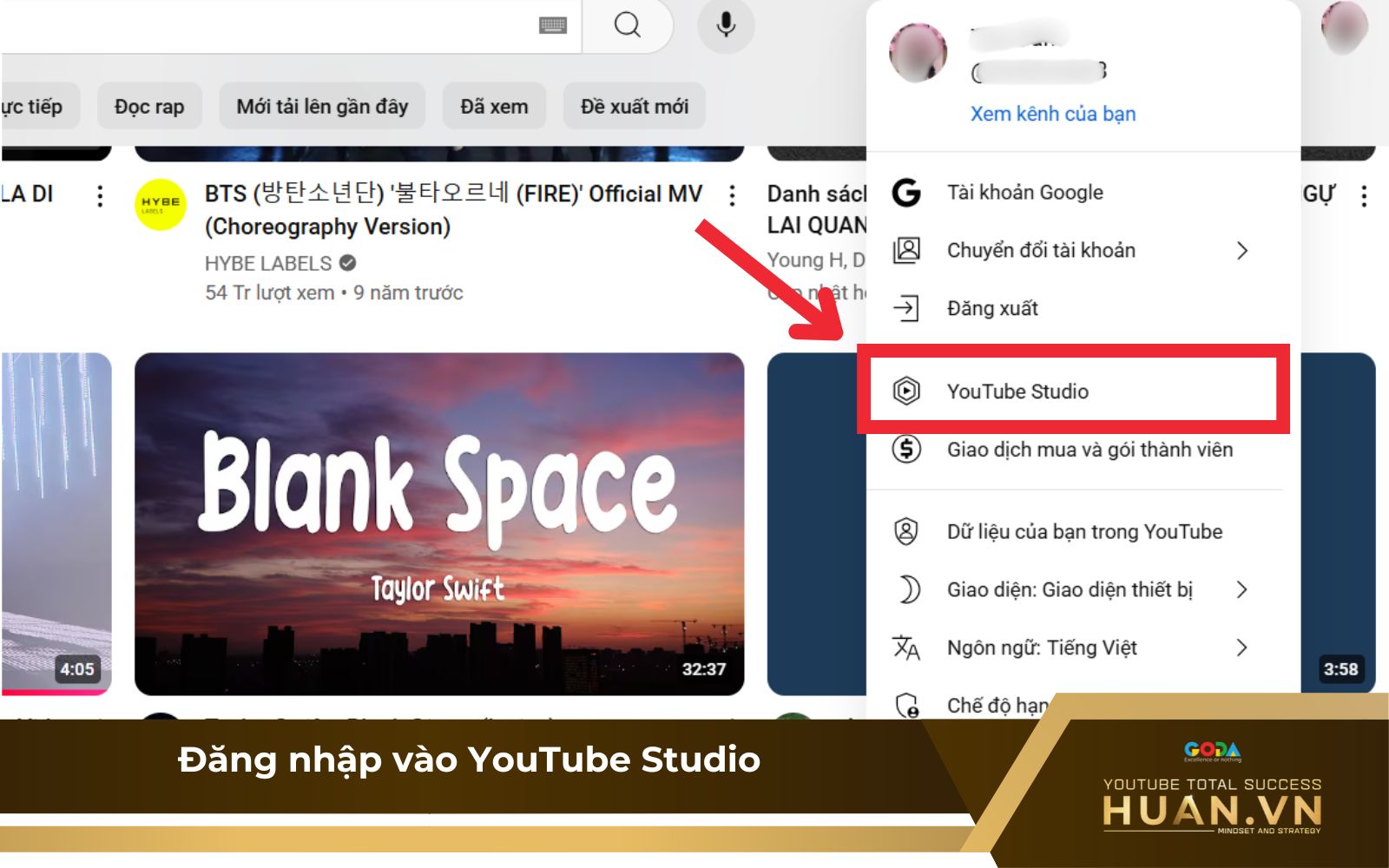 Bước 1 của hướng dẫn đổi tên kênh YouTube trên máy tính Bước 1 của hướng dẫn đổi tên kênh YouTube trên máy tính