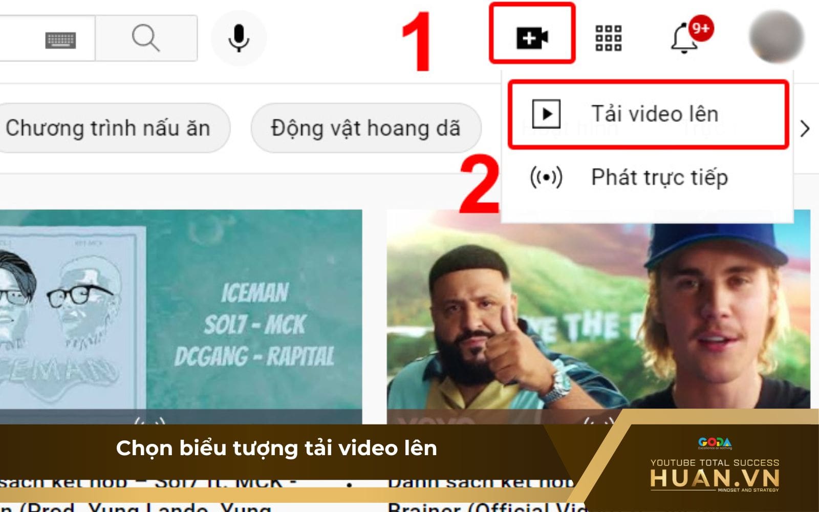Bước 1: Chọn biểu tượng tải video lên