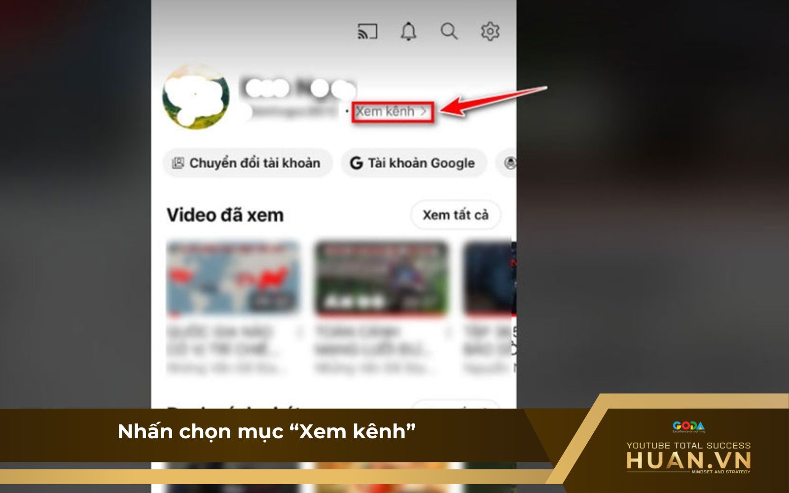 Bước 2 của cách đổi tên YouTube trên điện thoại Bước 2 của cách đổi tên YouTube trên điện thoại