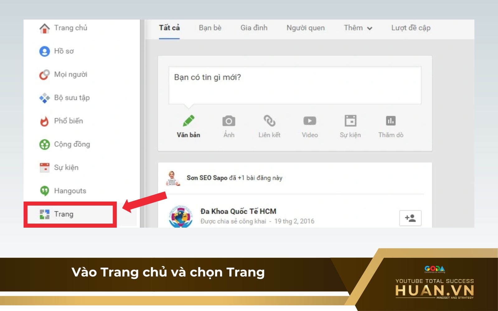 Trong trang chủ, chọn mục Trang Trong trang chủ, chọn mục Trang