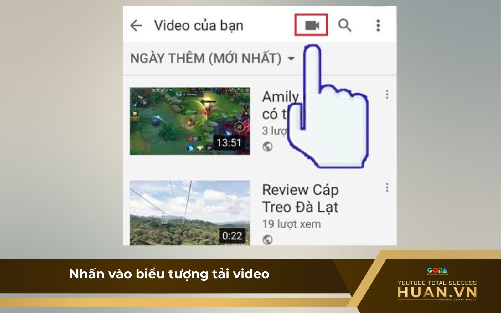 Bước 2: Nhấn vào biểu tượng tải video