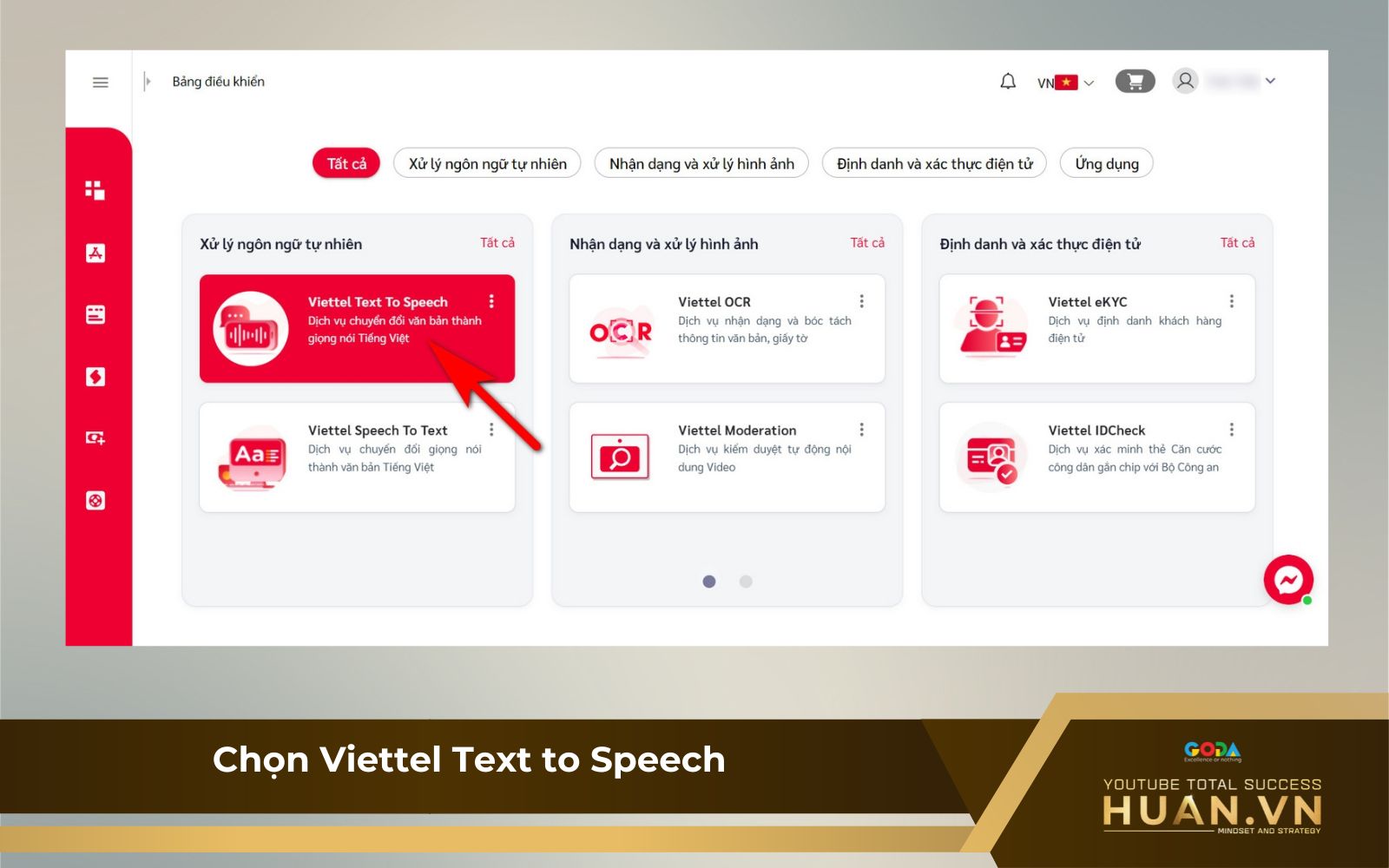 Bước 2: Chọn Viettel Text to Speech
