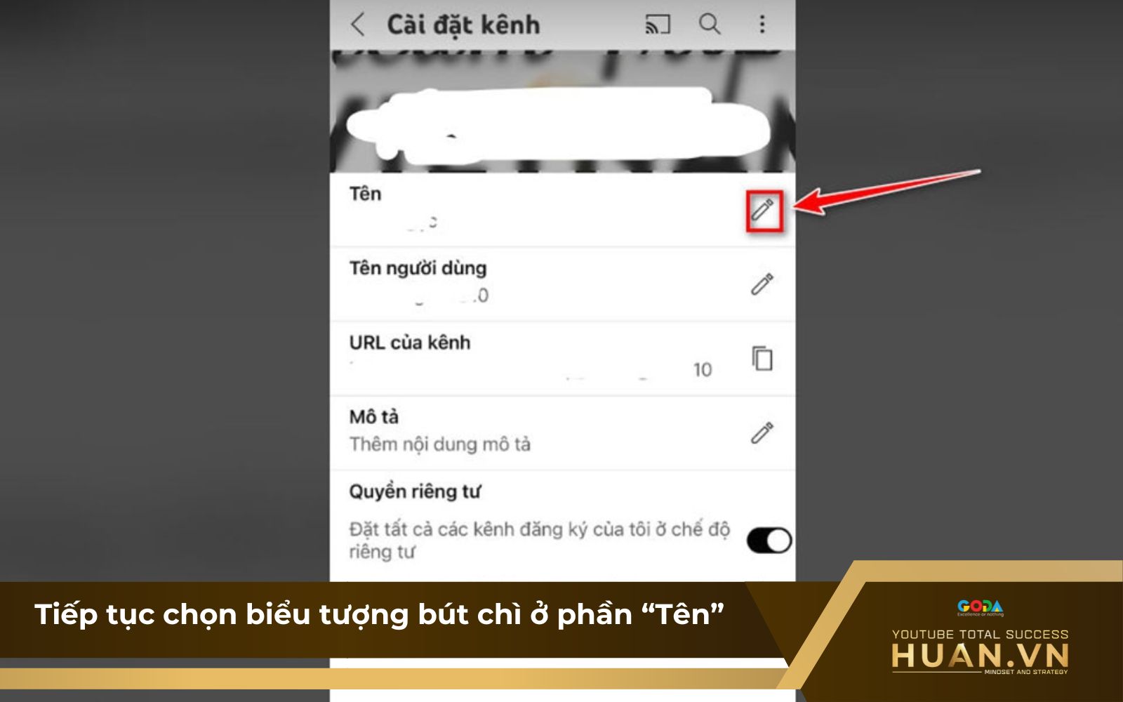 Không đổi tên kênh YouTube được Không đổi tên kênh YouTube được