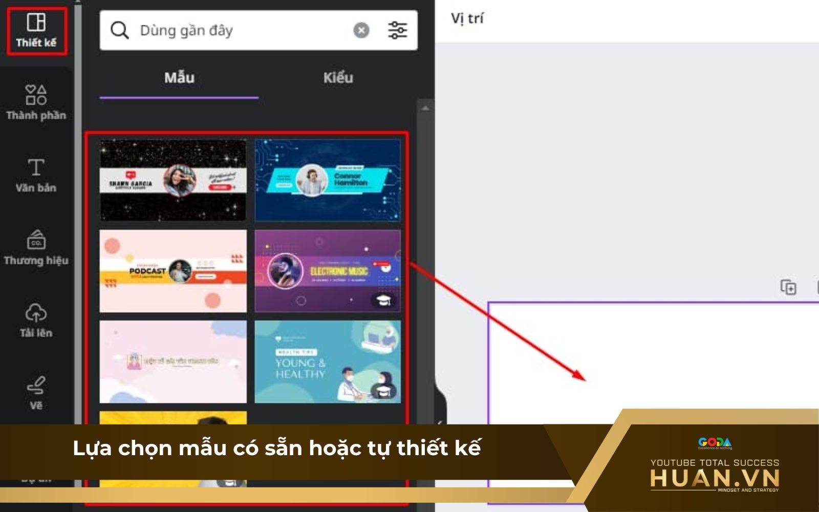 Bước 3 của cách tạo ảnh bìa YouTube trên máy tính, điện thoại bằng Canva Bước 3 của cách tạo ảnh bìa YouTube trên máy tính, điện thoại bằng Canva