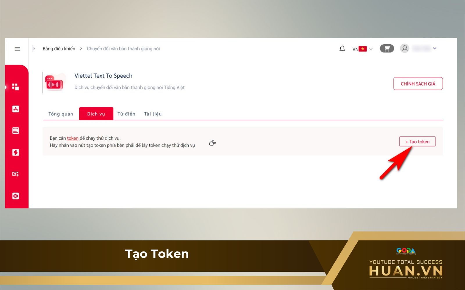 Bước 3: Tạo Token trên Viettel AI