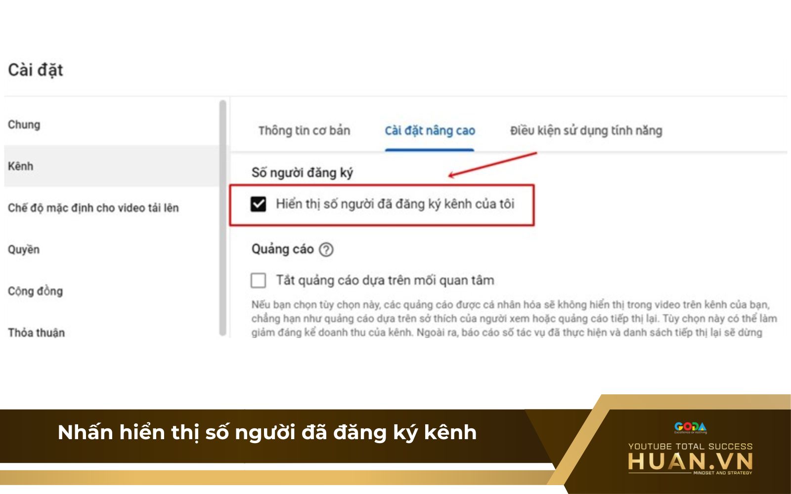 Bước 4 - Nhấn hiển thị số người đã đăng ký kênh Bước 4 - Nhấn hiển thị số người đã đăng ký kênh