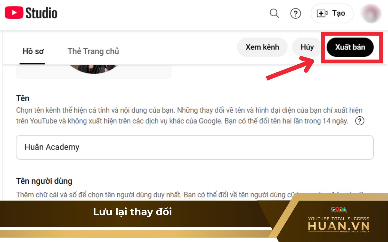 Nhấn vào nút “Xuất bản” để lưu lại thay đổi Nhấn vào nút “Xuất bản” để lưu lại thay đổi