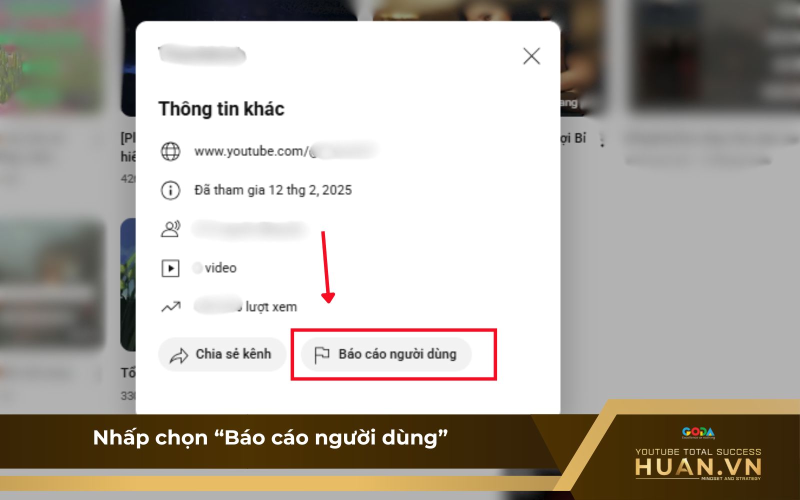 Nhấp chọn “Báo cáo người dùng” Nhấp chọn “Báo cáo người dùng”