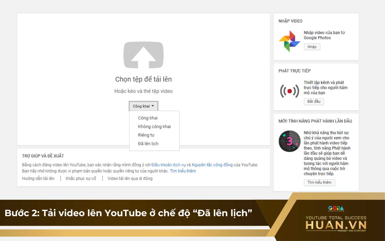 Bước 2 của cách dùng tính năng phát hành lần đầu của YouTube (YouTube Premieres) Bước 2 của cách dùng tính năng phát hành lần đầu của YouTube (YouTube Premieres)