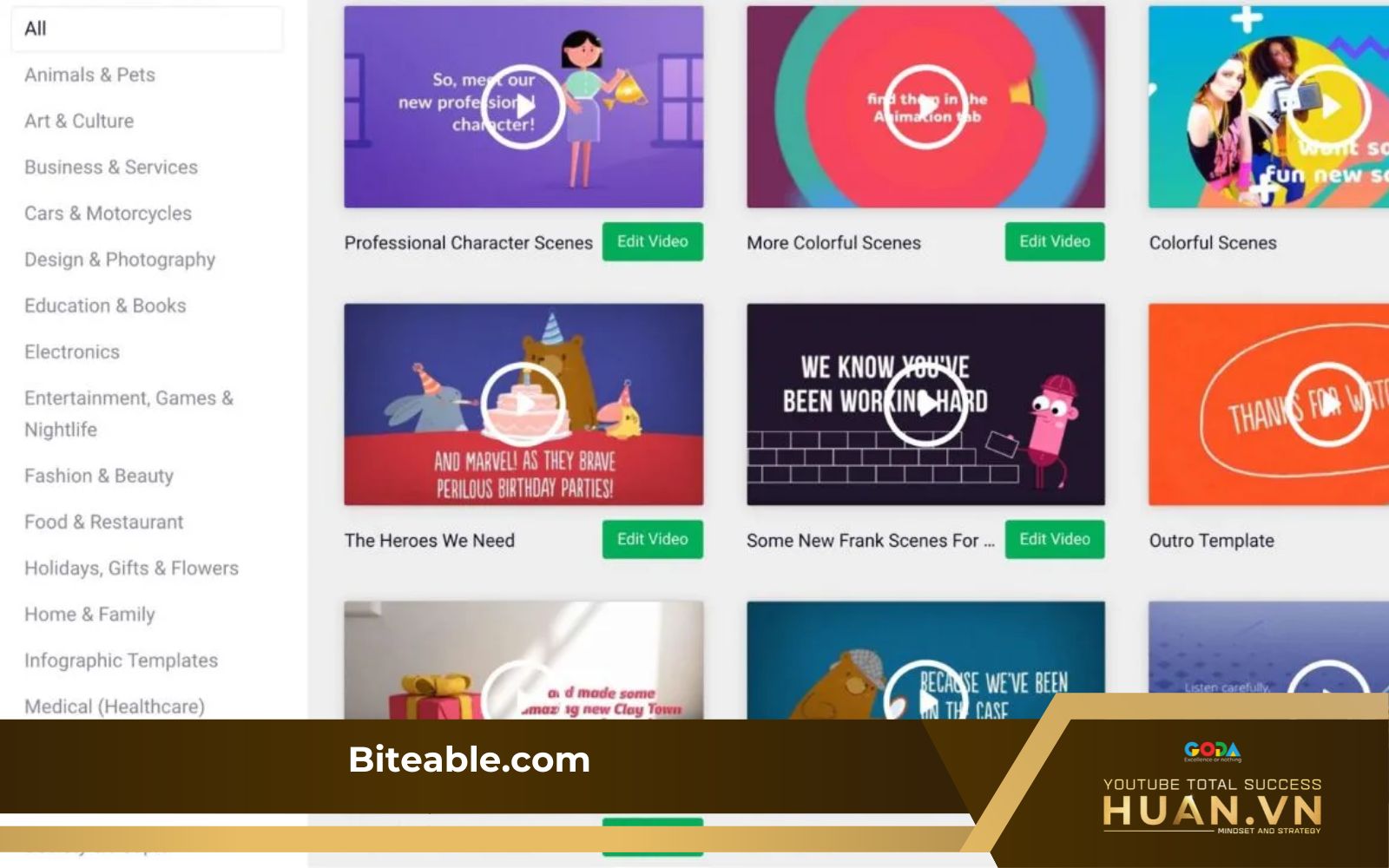 Biteable là một trong những web làm video intro đơn giản