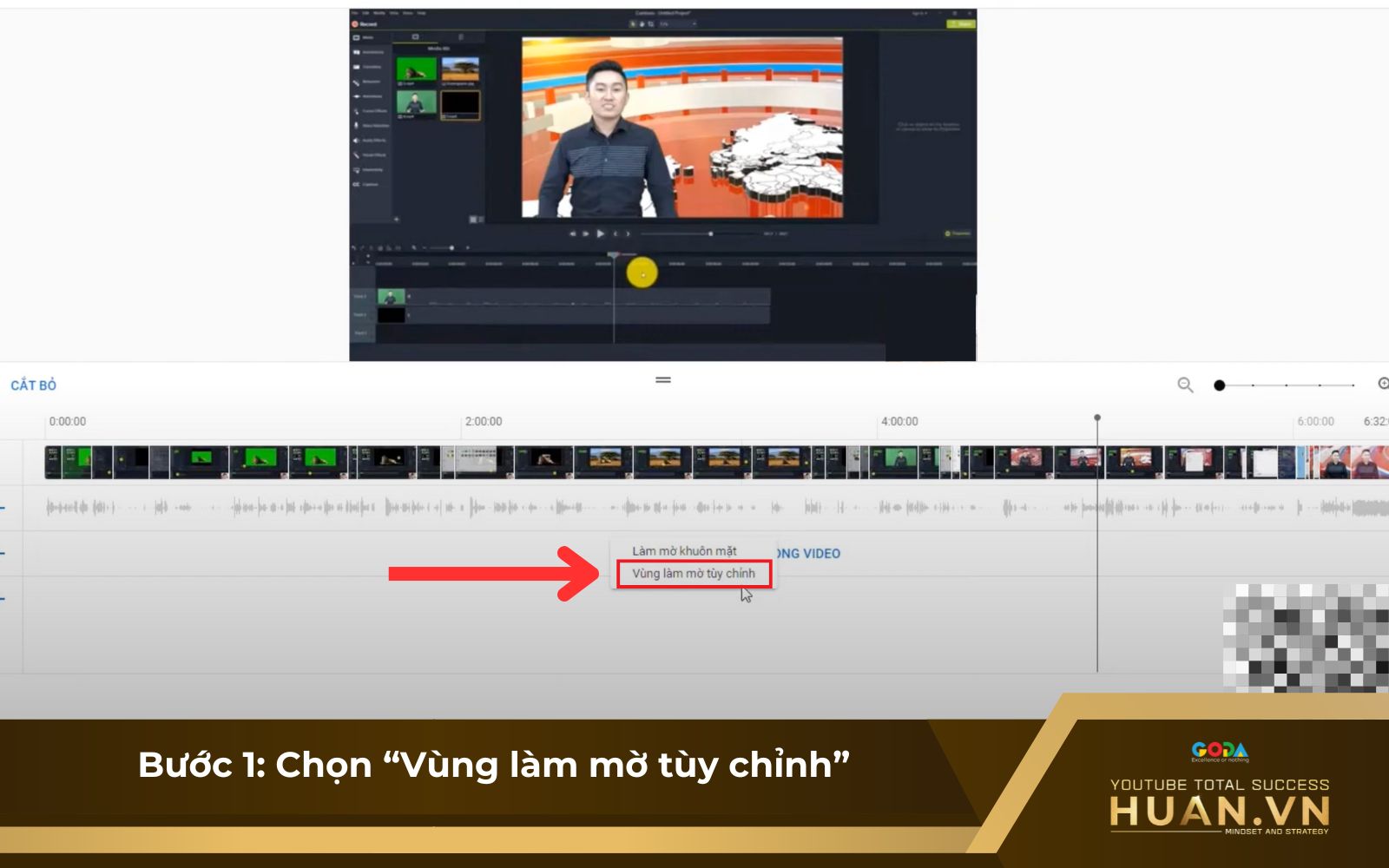 Tùy chọn vùng cần làm mờ để thêm hiệu ứng