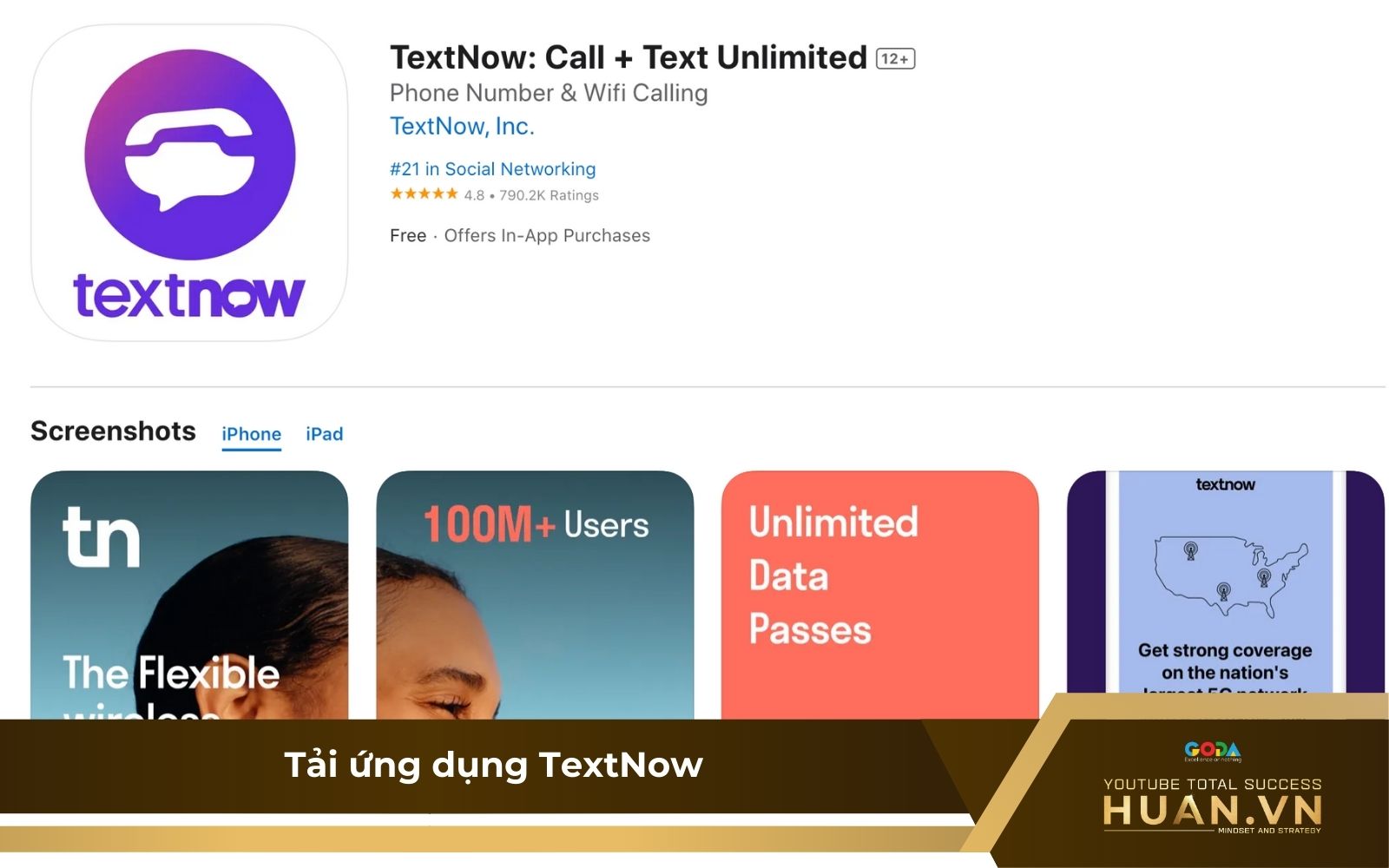 Bước 1: Cài đặt ứng dụng TextNow