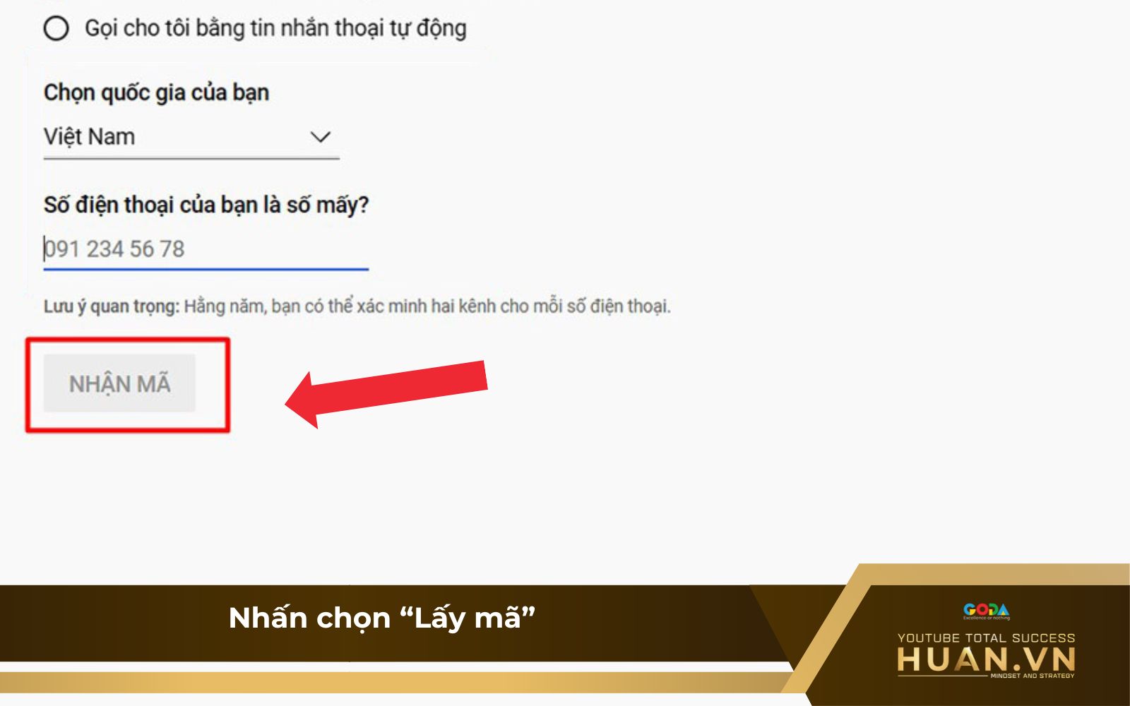 Bước 10: Nhấn chọn “Lấy mã”