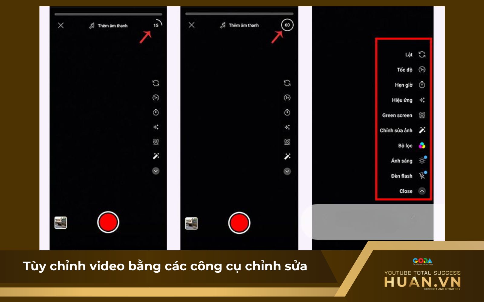 Tùy chỉnh video bằng các công cụ chỉnh sửa nằm bên phải màn hình