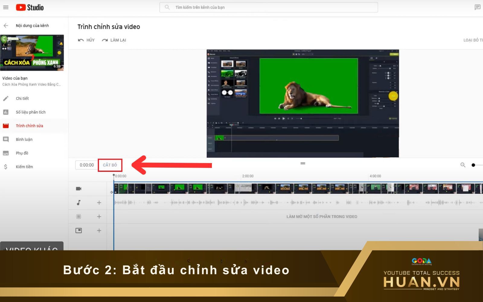 Chọn “Cắt bỏ” để chỉnh sửa nội dung video