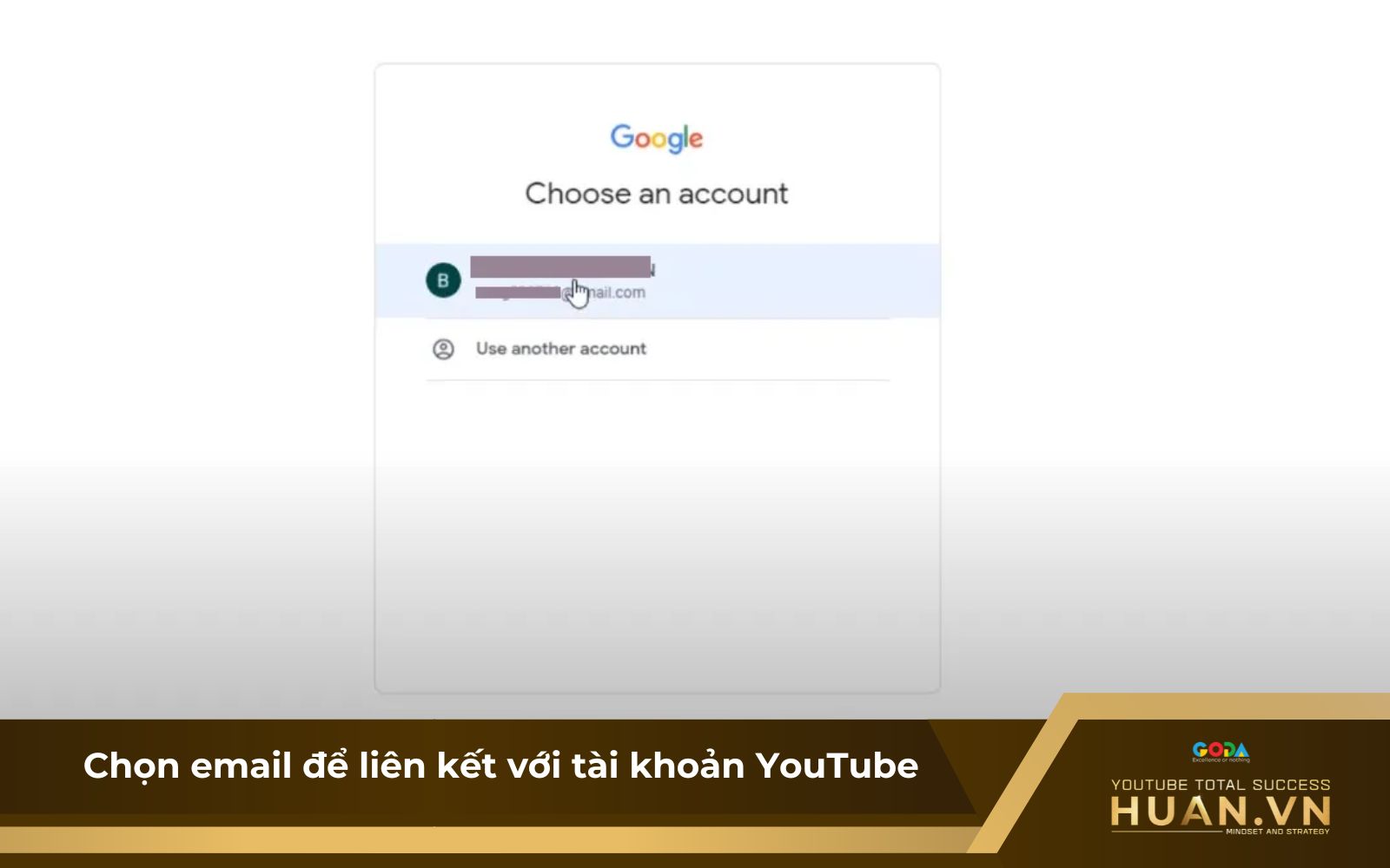 Tùy chọn email liên kết với tài khoản Youtube để điền thông tin tài khoản