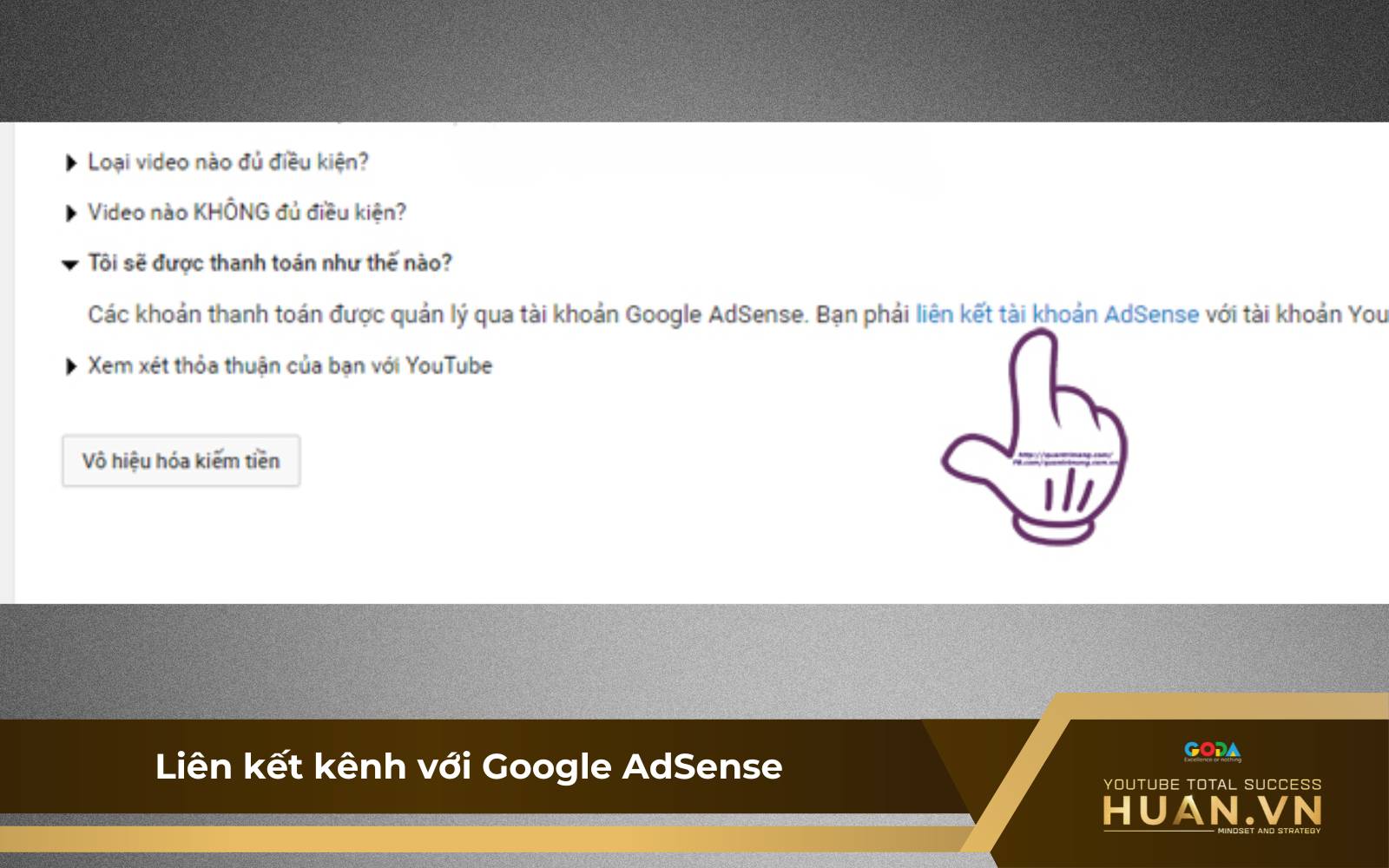 Bước 3 của cách tạo YouTube Partner: Liên kết với tài khoản Google AdSense