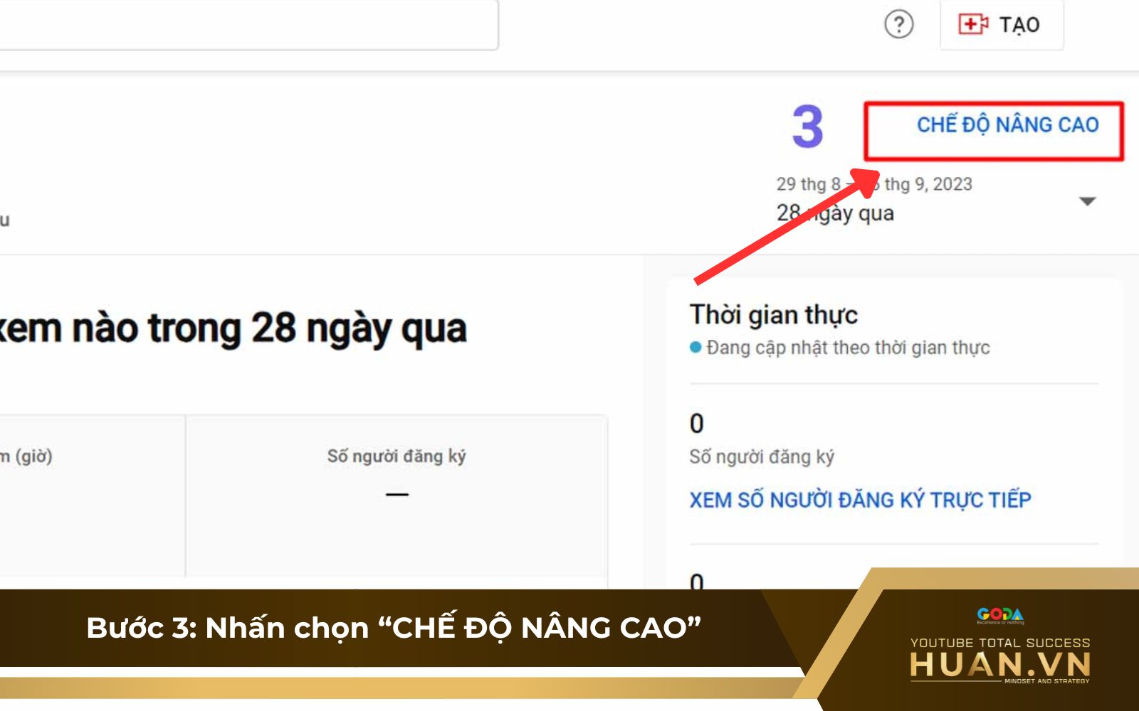 Bước 3 của cách sử dụng YouTube Analytics: Chọn 