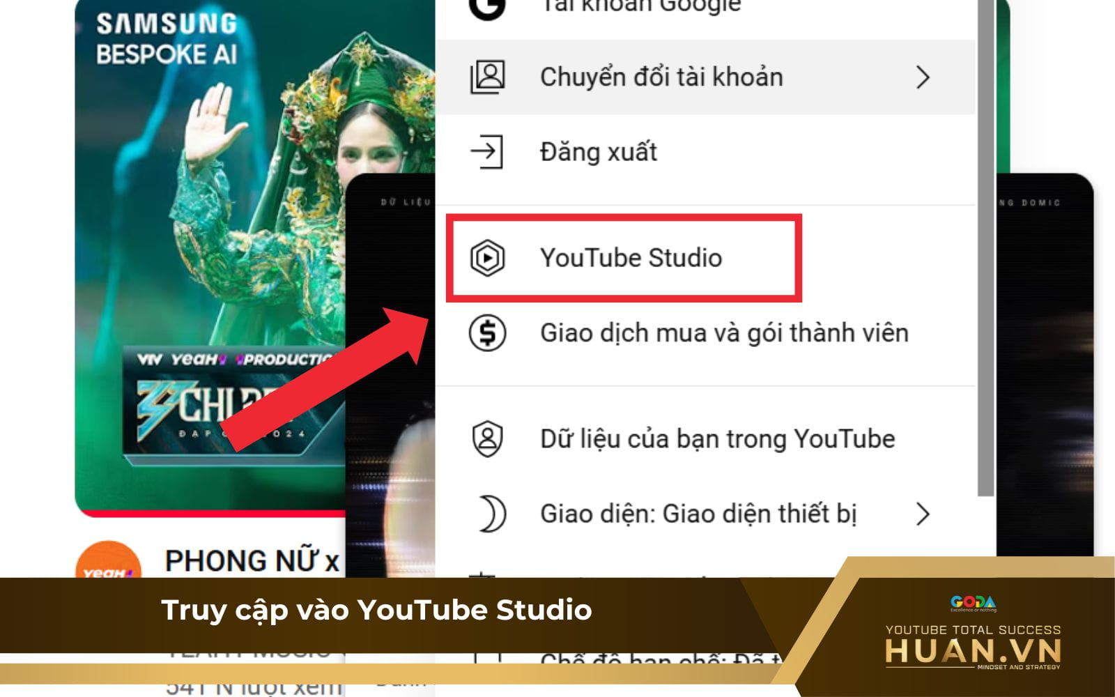 Bước 3: Truy cập YouTube Studio