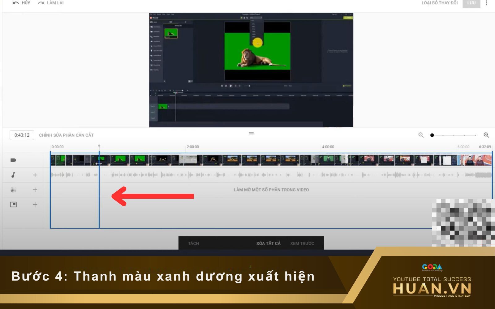 Tùy chọn kéo thả thanh dọc để chọn đoạn video cần cắt