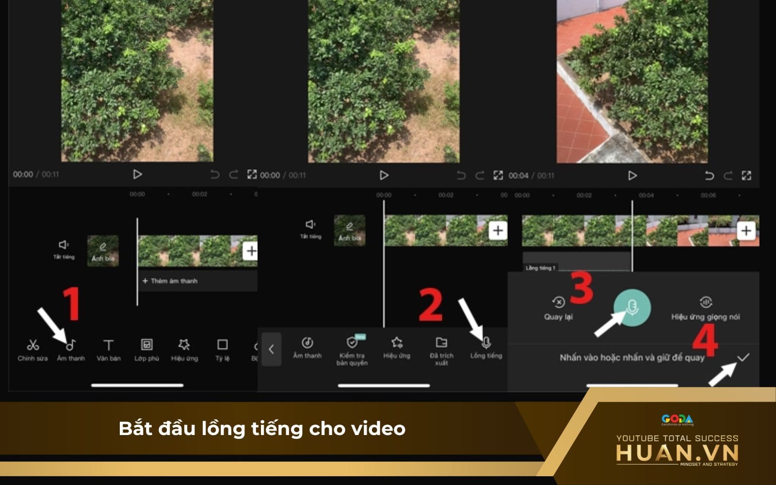 Bước 4: Tiến hành cách lồng tiếng vào video trên CapCut