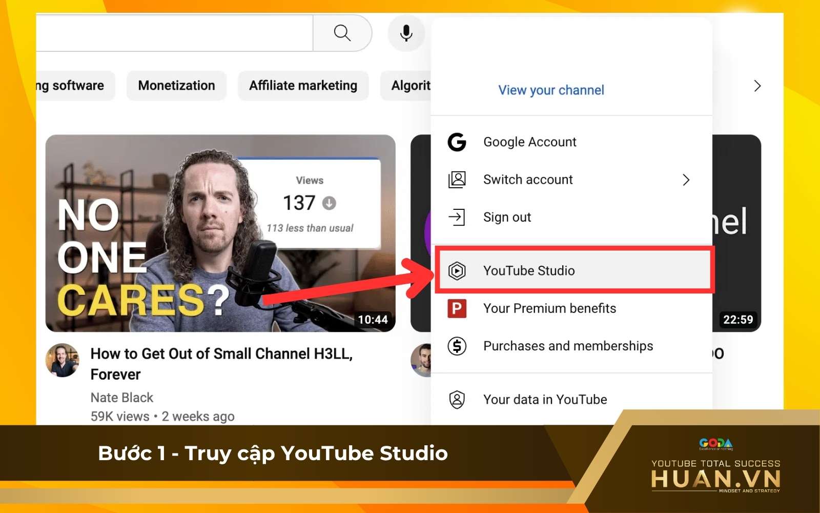 cach-bat-super-thanks-youtube-b1-truy-cap-youtube-studio Cách bật YouTube Super Thanks - B1: Truy cập YouTube Studio