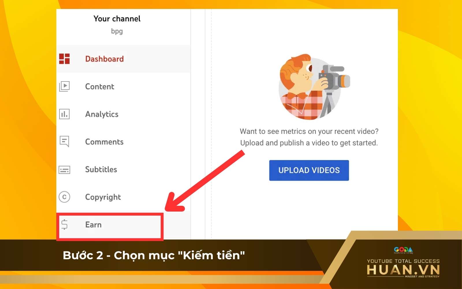 cach-bat-super-thanks-youtube-b2-chon-muc-kiem-tien Hướng dẫn bật Super Thanks - B2: Chọn mục Kiếm tiền