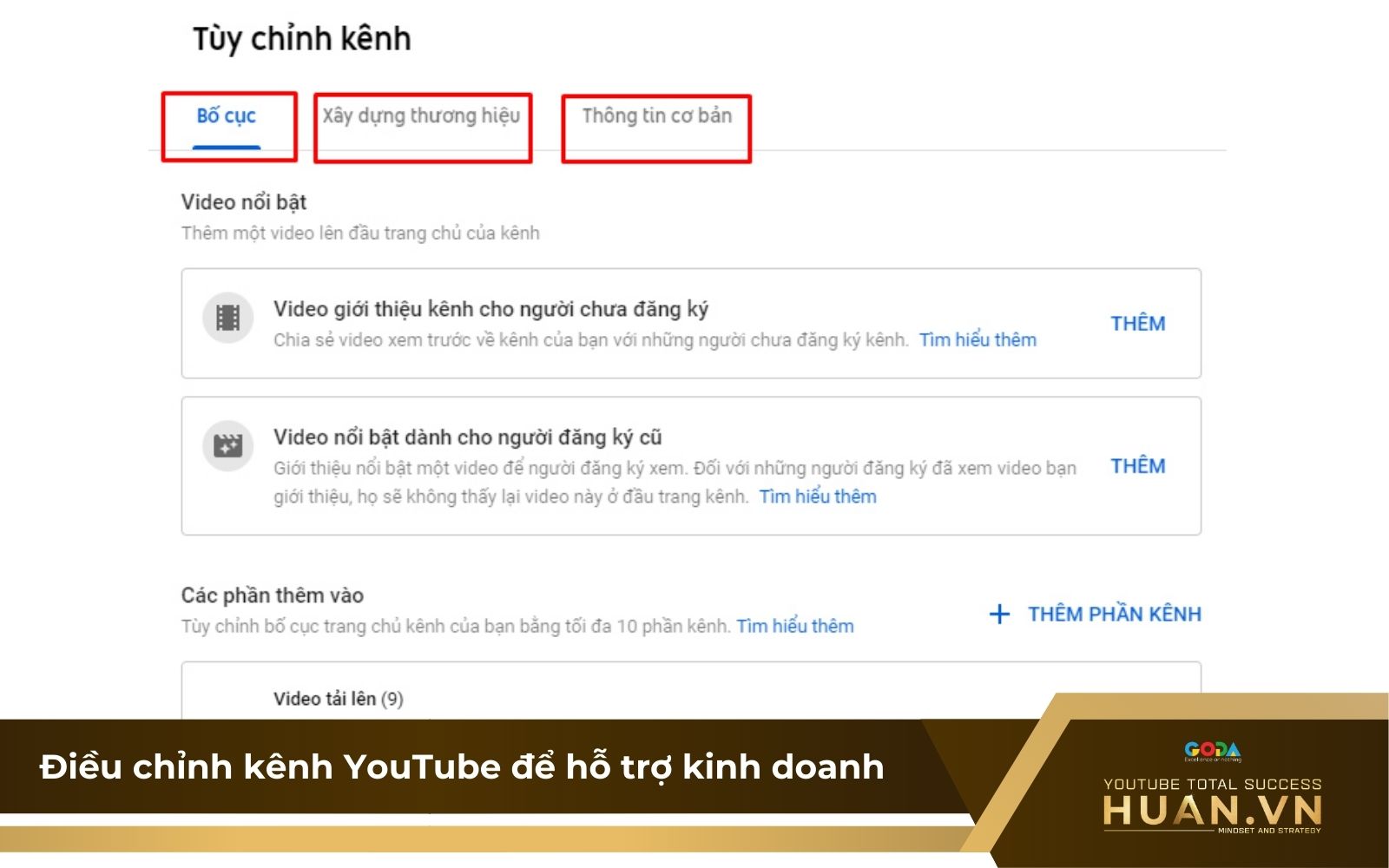 Cách đăng ký kinh doanh trên YouTube - B3: Tùy chỉnh, thiết lập giao diện kênh YouTube bán hàng