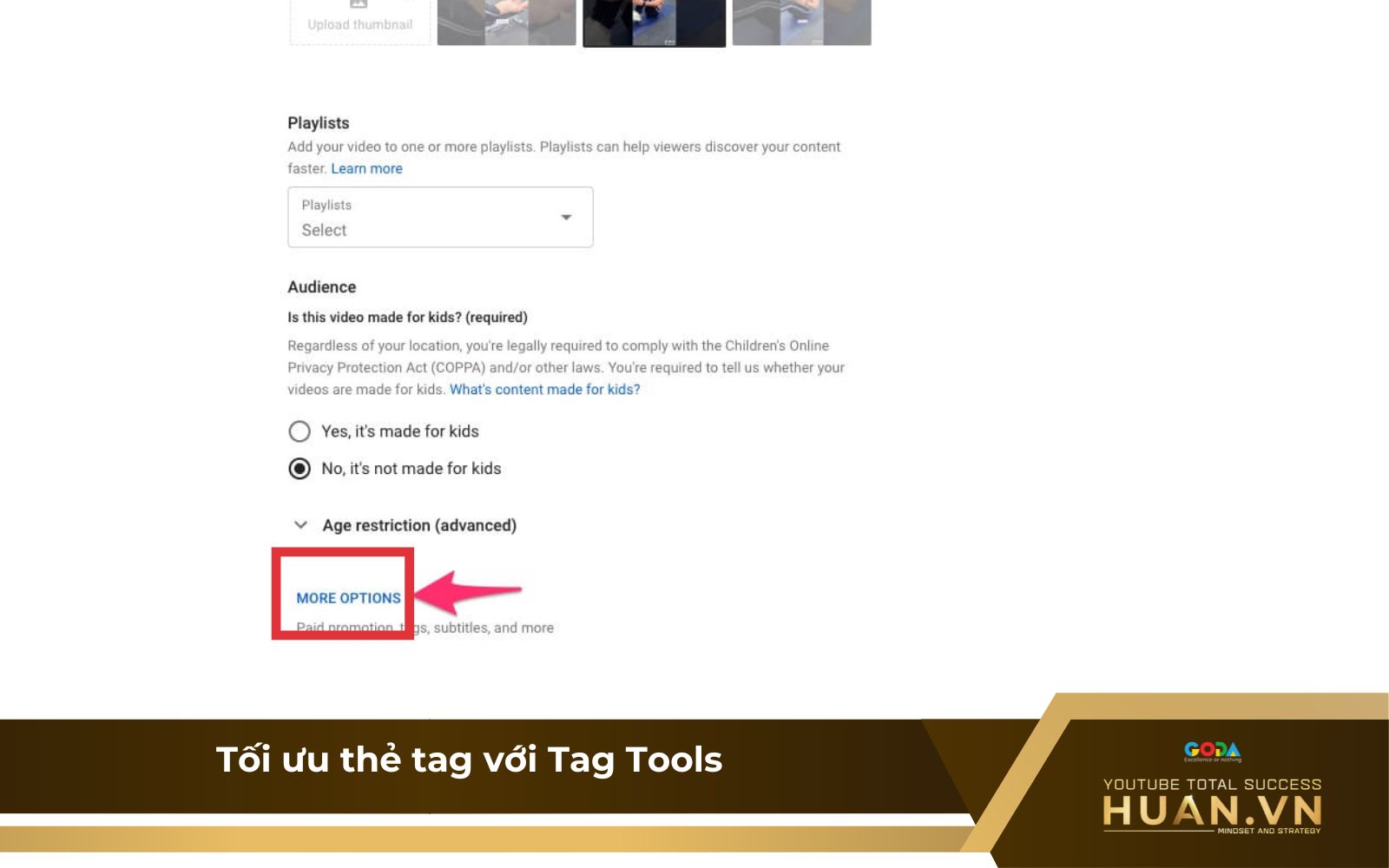 cach-dung-tubebuddy-de-toi-uu-kenh-youtube-toi-uu-the-tag-voi-tag-tools Chọn tính năng MORE OPTION để khám phá các công cụ nâng cao