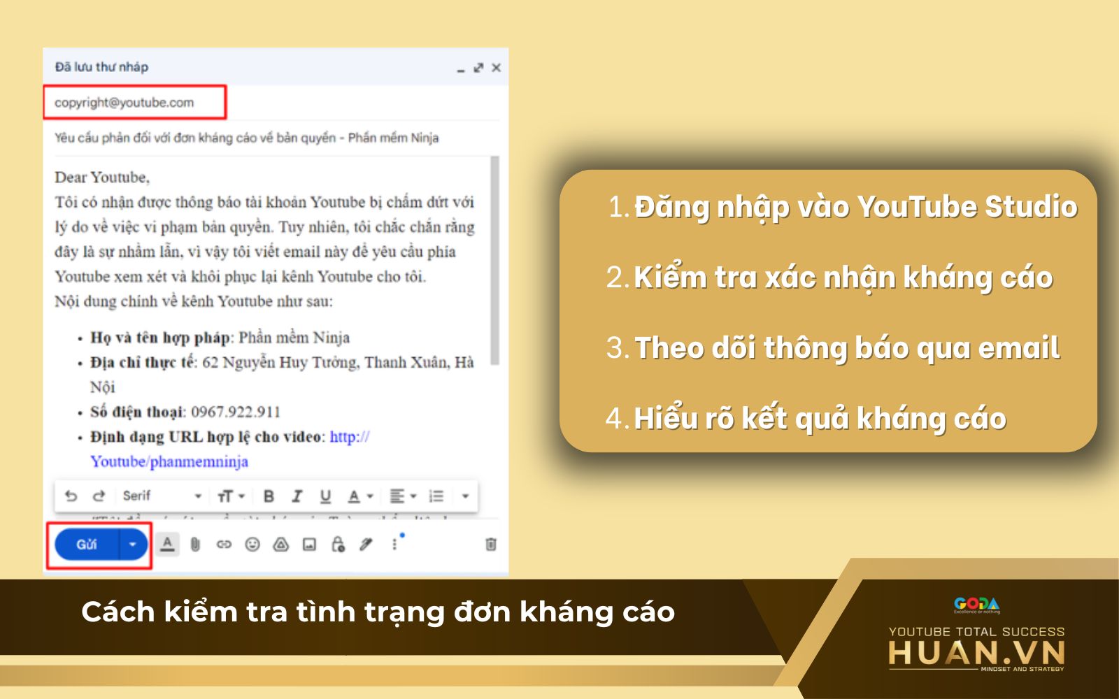 Theo dõi tiến trình cách kháng kênh YouTube bị chết để chủ động xử lý Theo dõi tiến trình cách kháng kênh YouTube bị chết để chủ động xử lý