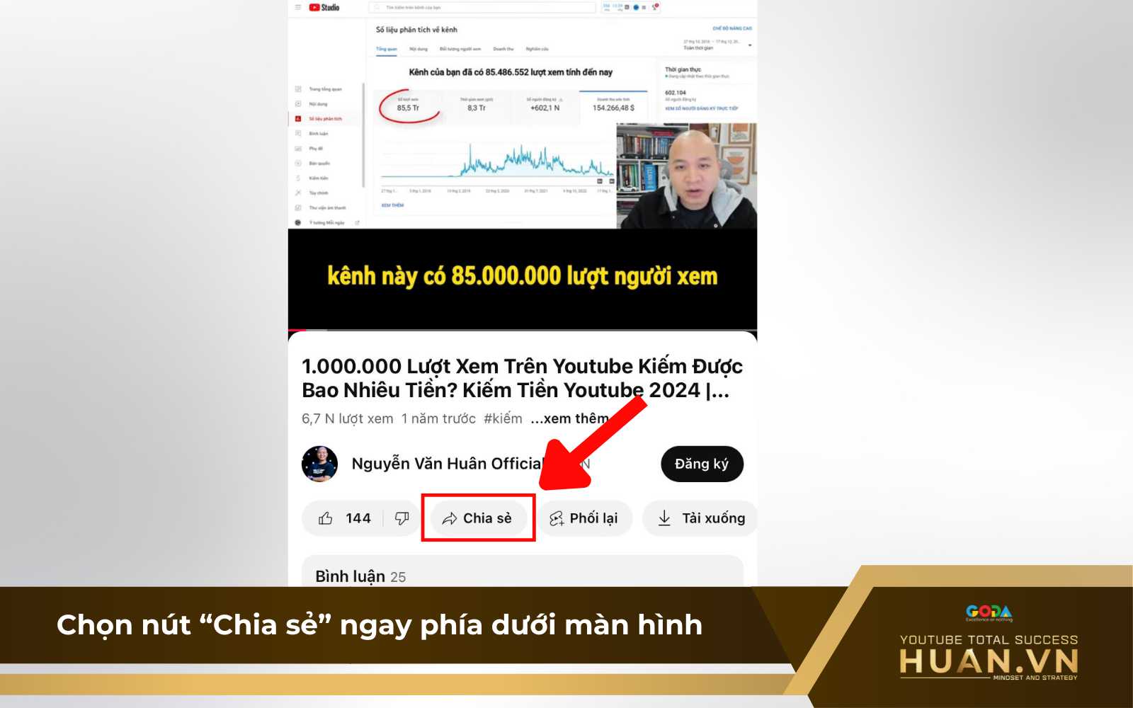 cach-lay-link-kenh-youtube-bat-ky-tren-dien-thoai-b1-chon-nut-chia-se-ngay-duoi-man-hinh Hướng dẫn lấy link video trên YouTube bất kỳ - B1: Chọn nút “Chia sẻ” ngay phía dưới màn hình