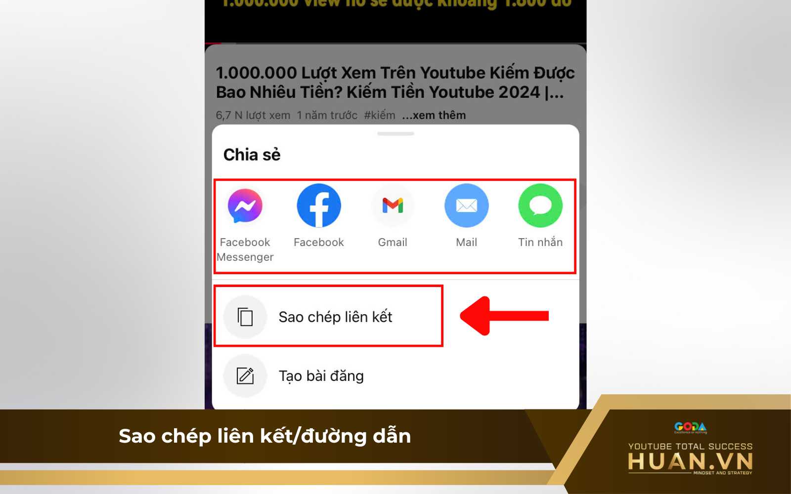 cach-lay-link-kenh-youtube-bat-ky-tren-dien-thoai-b2-sao-chep-lien-ket Cách lấy link video YouTube trên điện thoại bất kỳ - B2: Tùy chọn ứng dụng cần chia sẻ hoặc nhấn vào biểu tượng “Sao chép liên kết/đường dẫn”