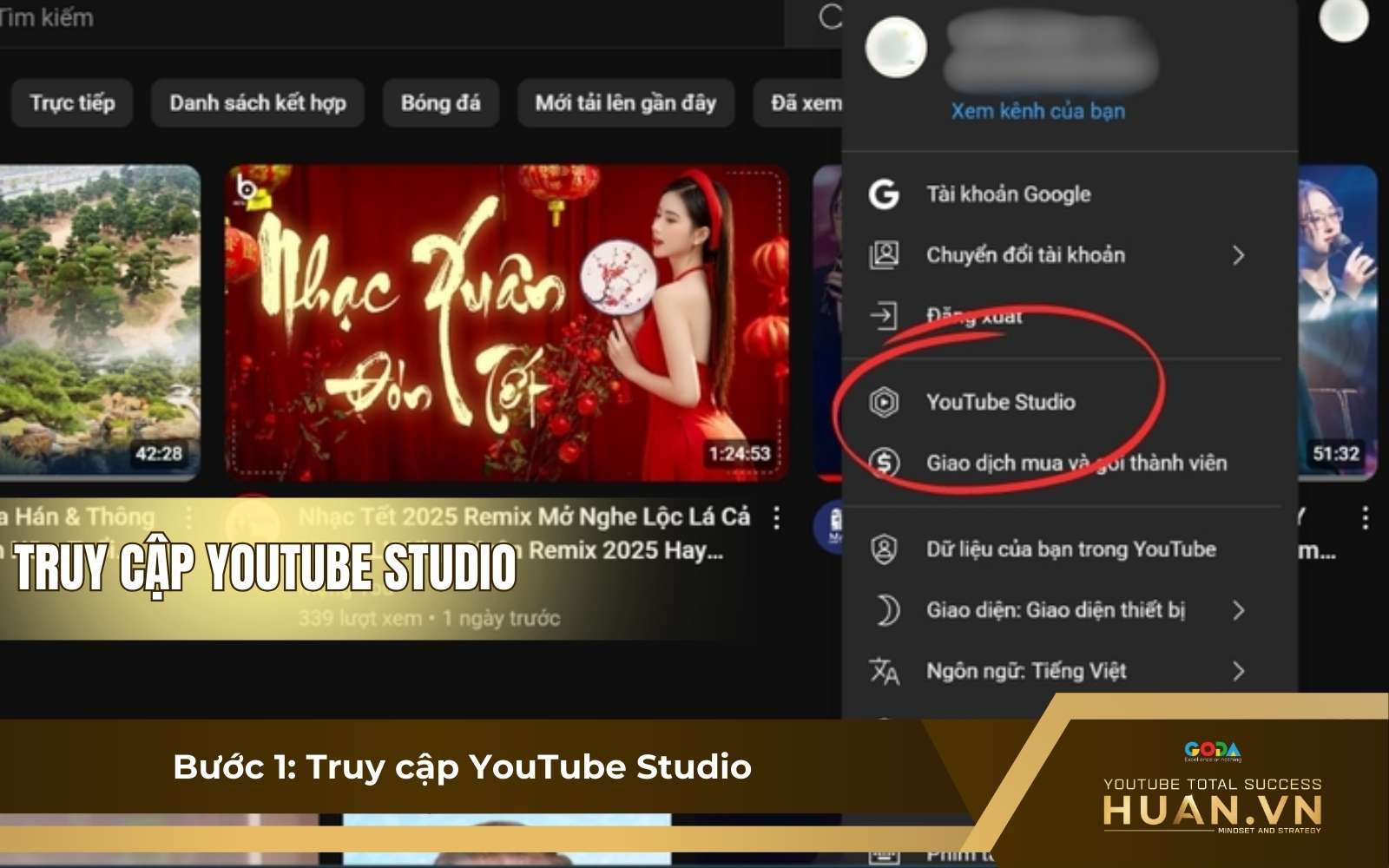 cach-su-dung-youtube-audio-library-b1-truy-cap-youtube-studio Cách sử dụng YouTube Audio Library - B1: Truy cập YouTube Studio từ kênh YouTube