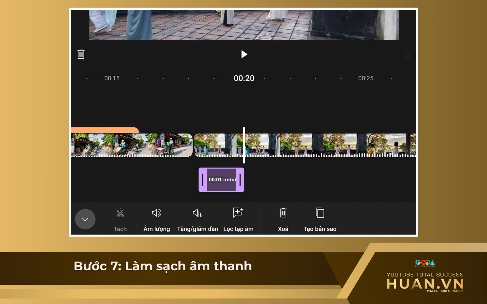 Cách sử dụng tính năng Create YouTube - B7: Làm sạch âm thanh bằng bộ lọc tạp âm