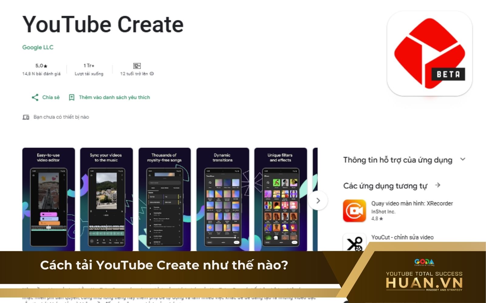 Hướng dẫn tải YouTube Create