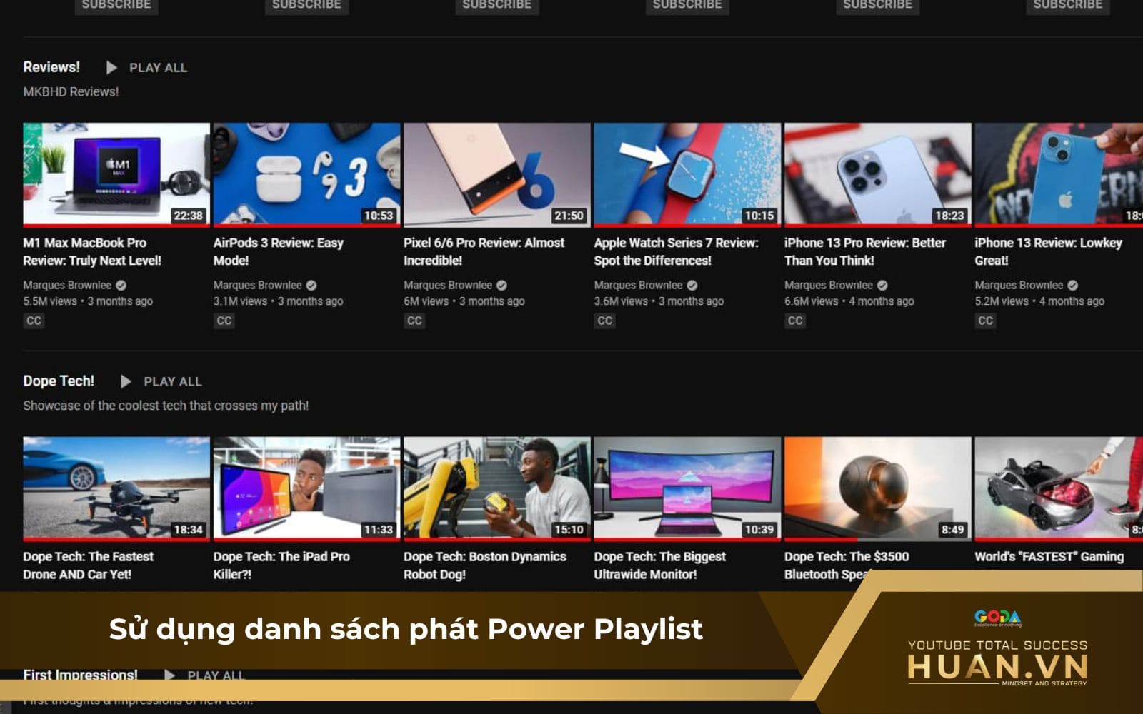 Tạo danh sách phát Power Playlist để cung cấp đầy đủ thông tin cho người xem