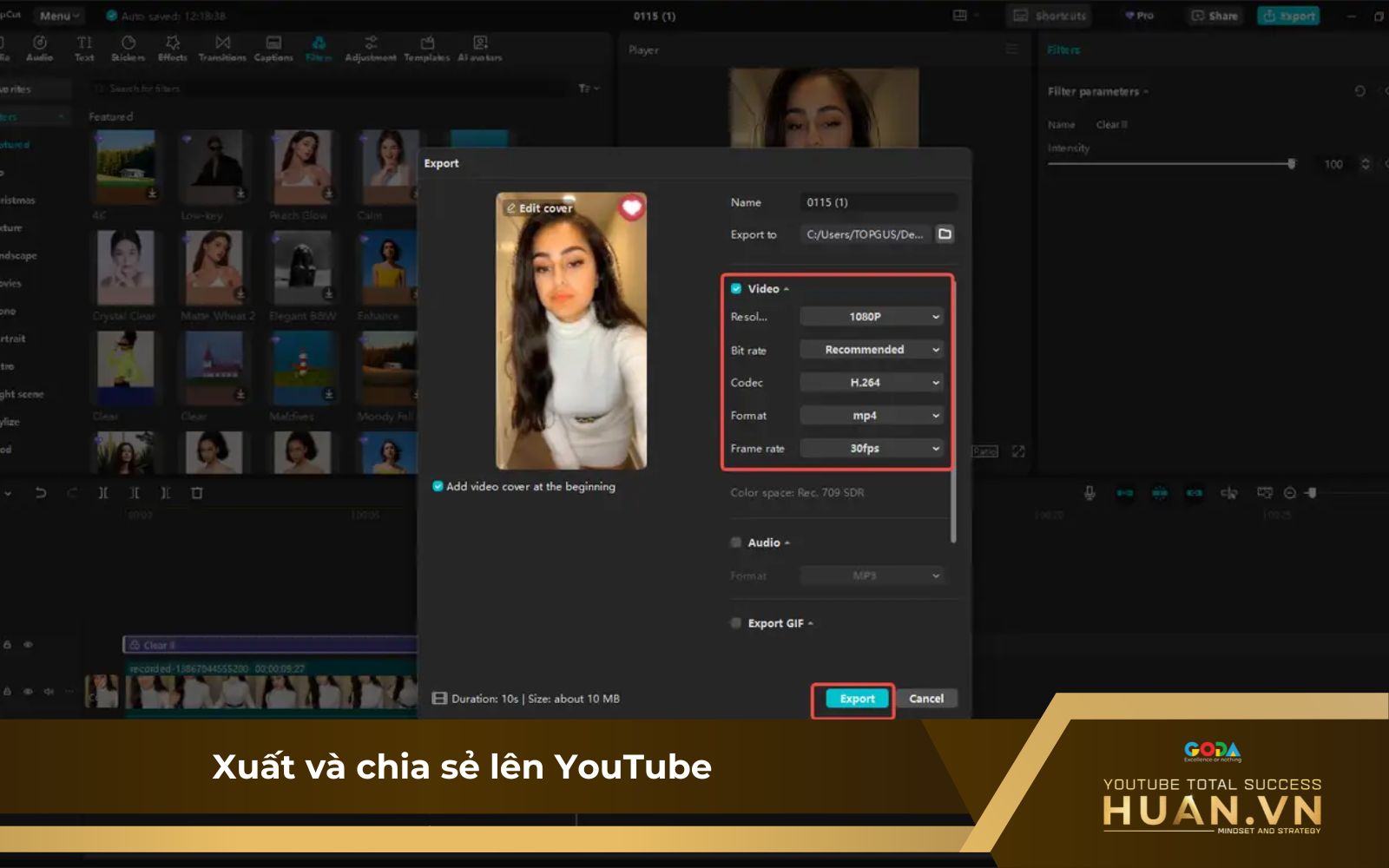 Cách tạo thumbnail Shorts - B3: xuất màn hình thumbnail