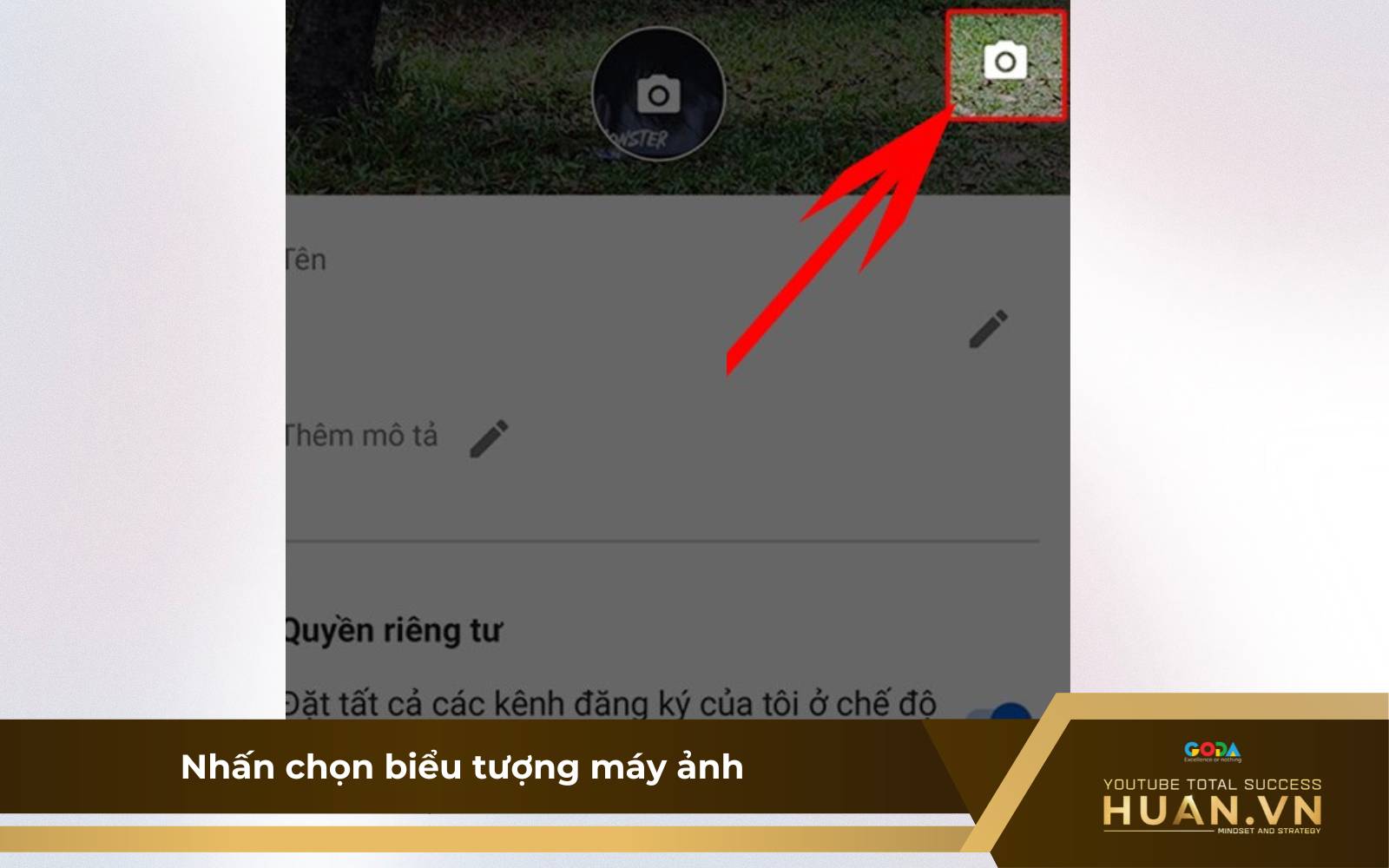 Đổi ảnh bìa trên điện thoại - B4: Nhấn chọn biểu tượng máy ảnh ở góc trên bên phải màn hình