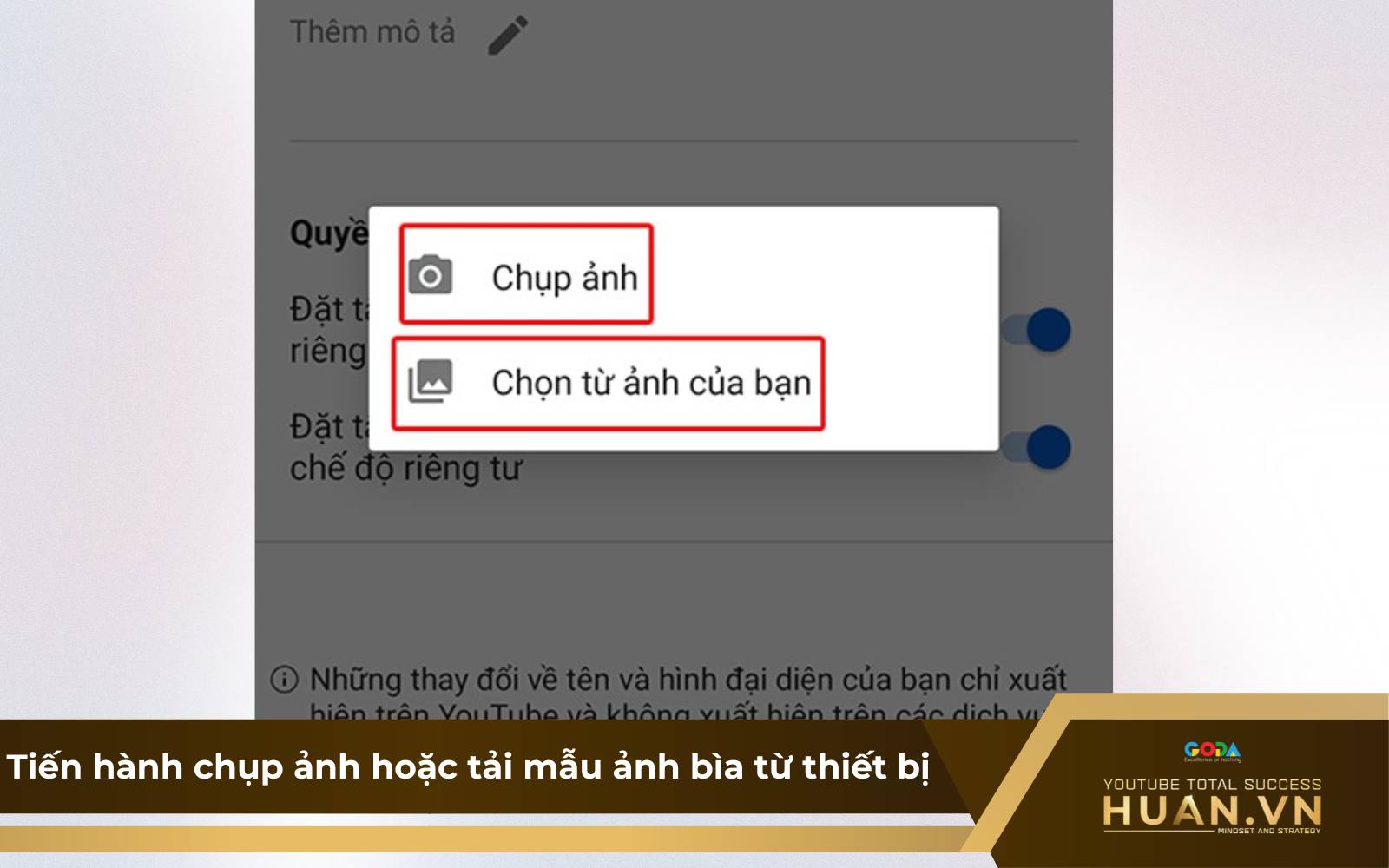 Đổi ảnh bìa trên điện thoại - B5: Tiến hành chụp ảnh hoặc tải mẫu ảnh bìa từ thiết bị