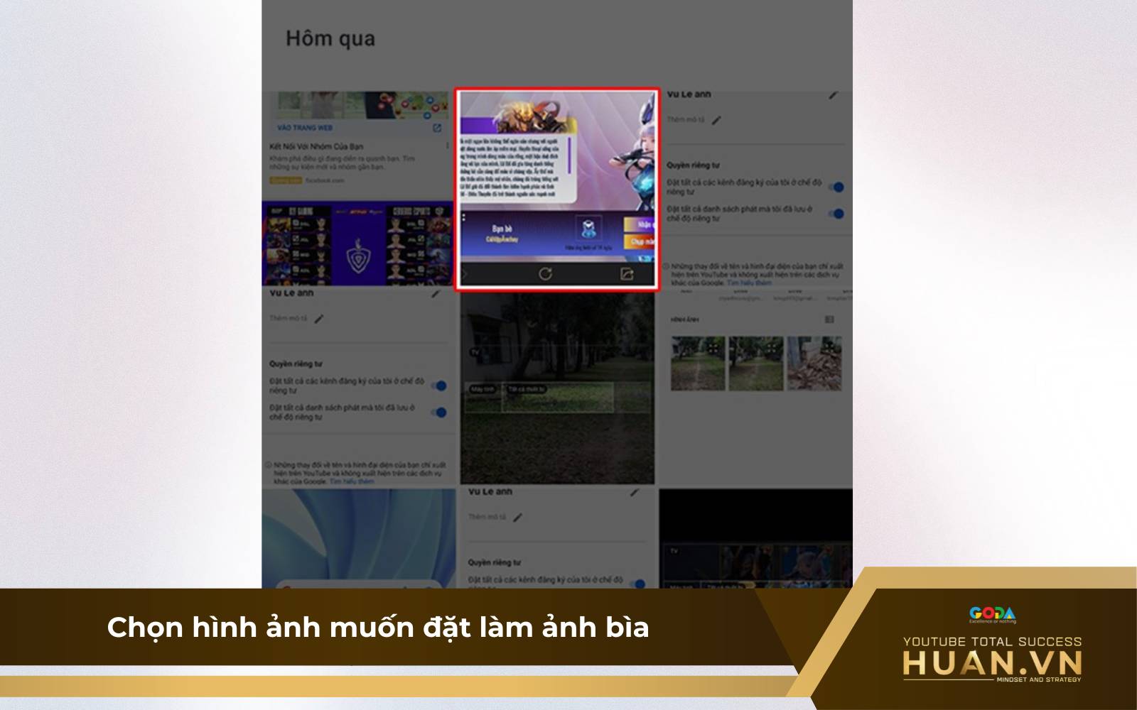 Cách đổi ảnh bìa trên điện thoại - B6: Chọn hình ảnh muốn đặt làm ảnh bìa