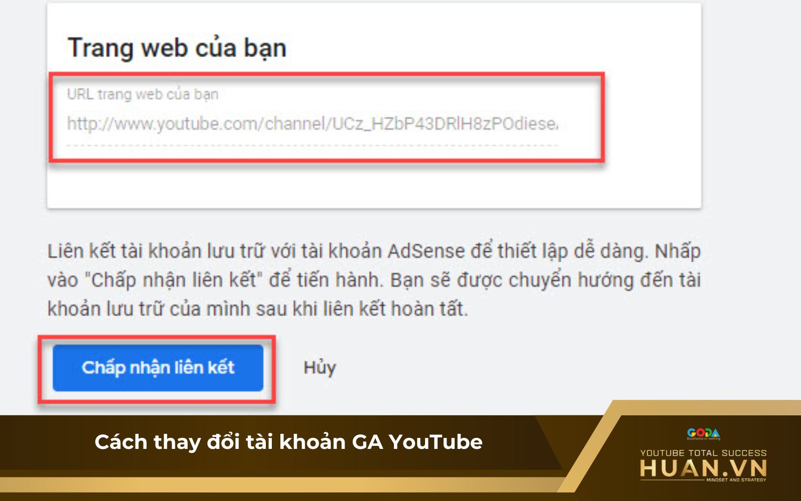 Cách thay đổi tài khoản Google AdSense Youtube sau khi đăng ký