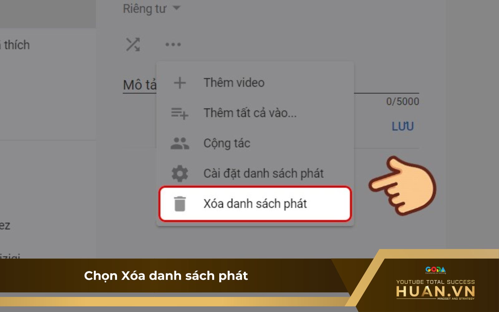Cách xóa playlist trên máy tính - B3: Thực hiện xóa danh sách phát