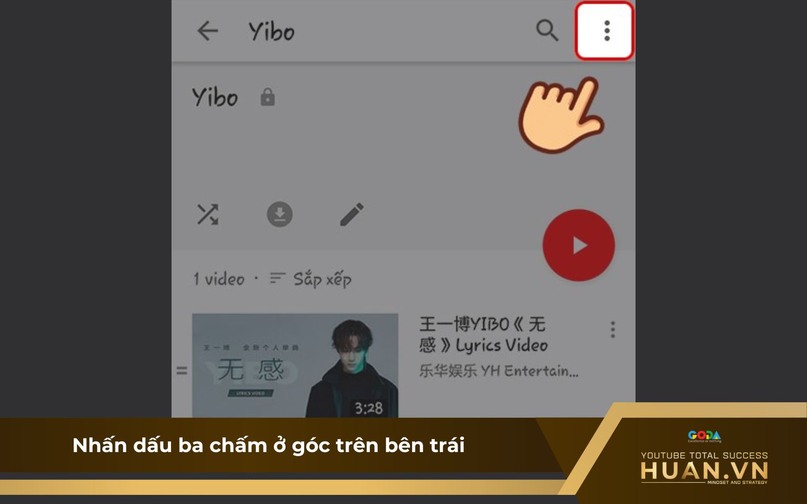 Cách xóa playlist trên điện thoại - B3: Nhấn vào biểu tượng dấu ba chấm