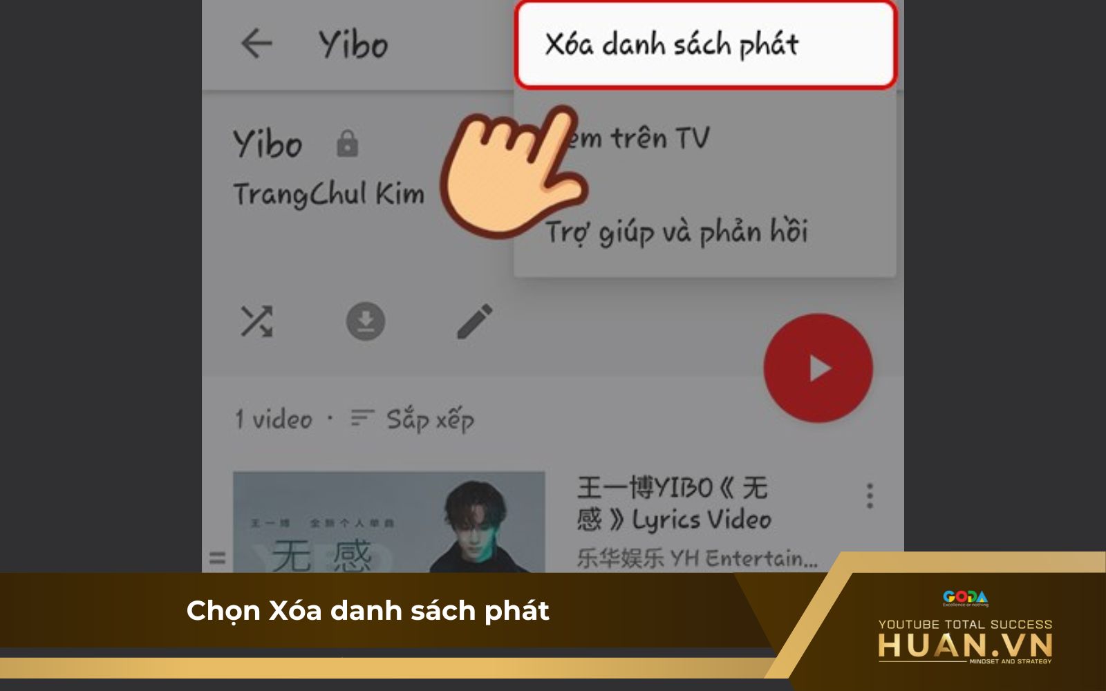 Cách xóa playlist trên điện thoại - B4: Chọn “Xóa danh sách phát”