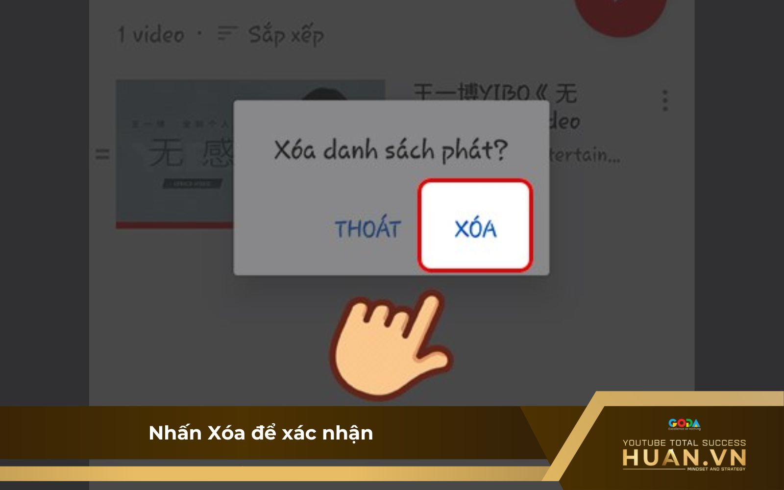 Cách xóa playlist trên điện thoại - B5: Nhấn xóa để hoàn tất