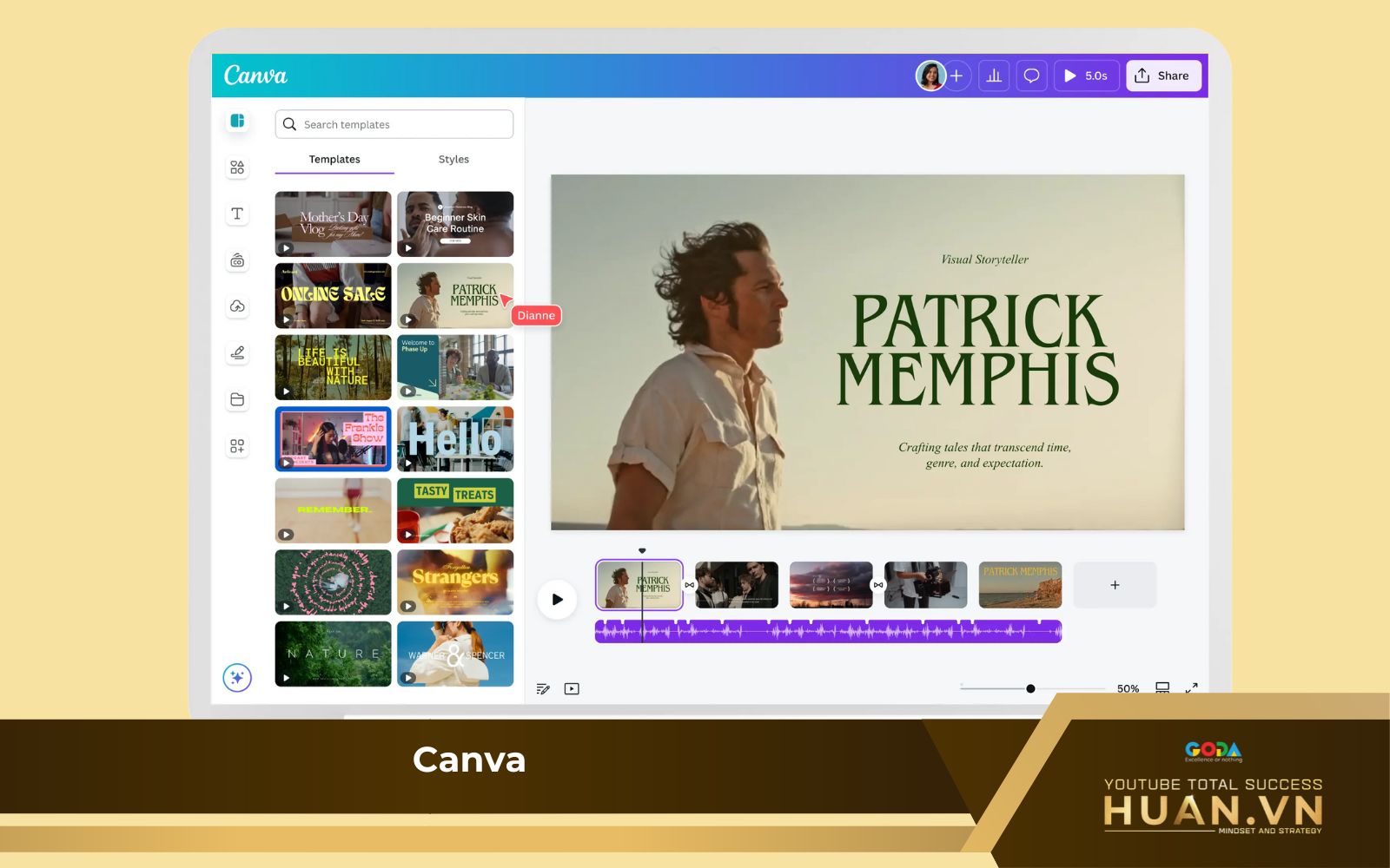Web làm intro online Canva có giao diện thân thiện