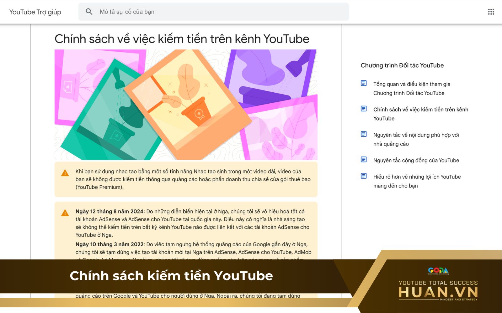 Tập hợp các thuật ngữ trong Youtube dành cho nhà sáng tạo về cách kiếm tiền