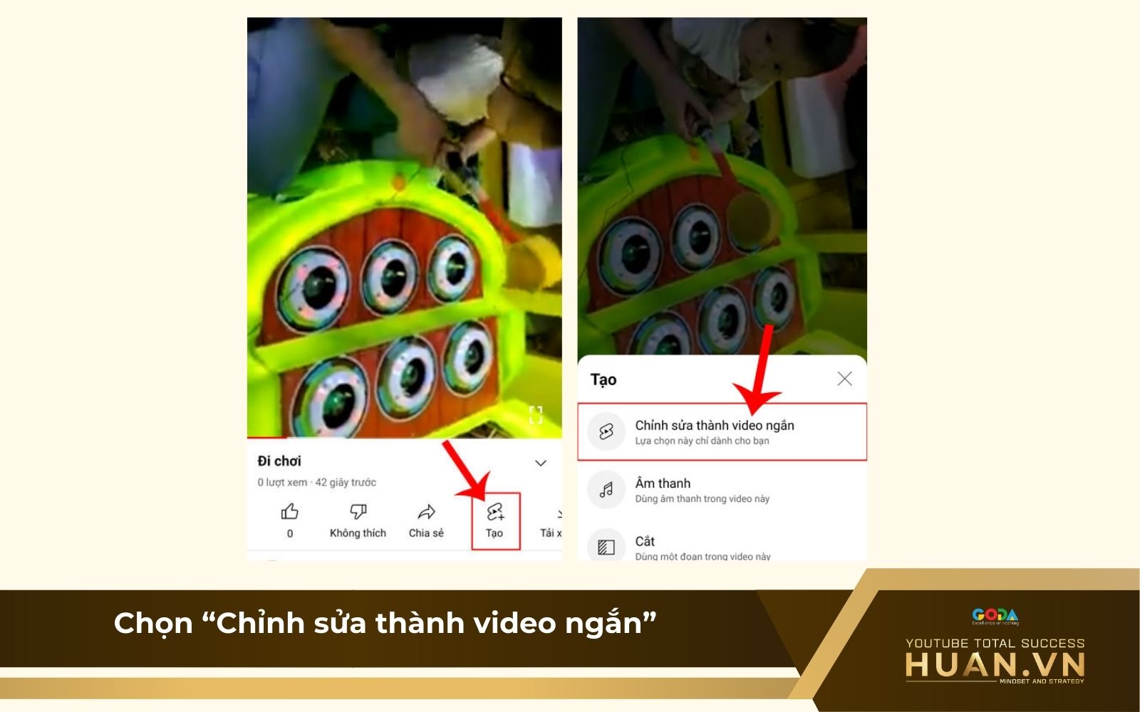 chuyen-video-youtube-dai-sang-shorts-b2-chon-video-can-chuyen-sang-shorts Cách edit video YouTube dài thành Shorts - B2: Chọn nút “Chỉnh sửa thành video ngắn”